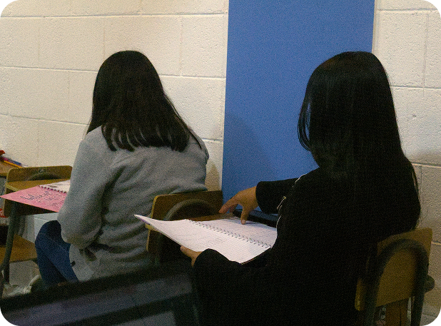 Estudiantes durante una clase de Inglés