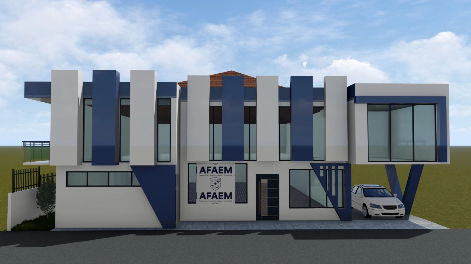 Pared con el escudo y el nombre de AFAEM